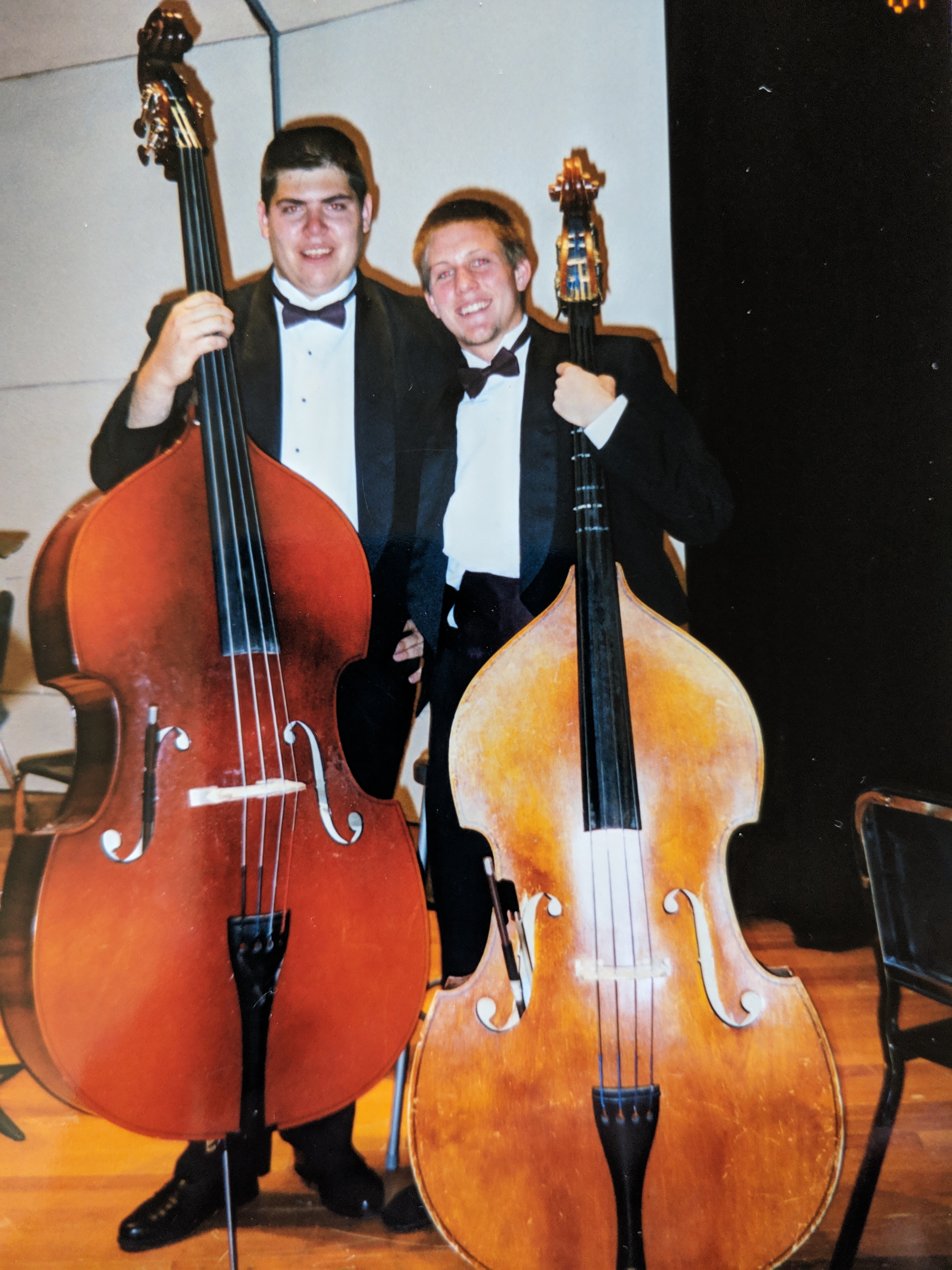 My friend and I during a high school orchestra performance.